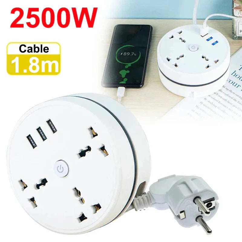 EU Plug AC Outlet Smart Home Power Strip â Multipurpose Electrical Extension Cord with USB Ports & Fast Charging