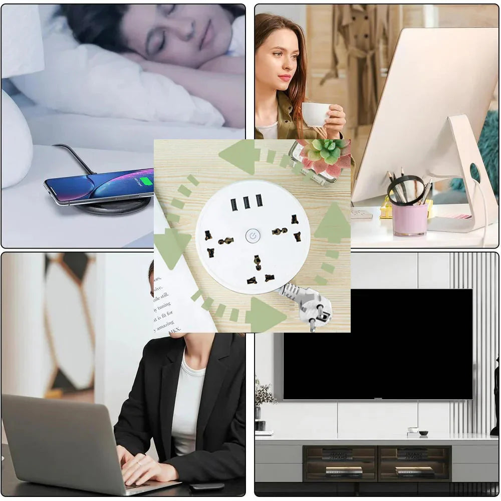 EU Plug AC Outlet Smart Home Power Strip â Multipurpose Electrical Extension Cord with USB Ports & Fast Charging