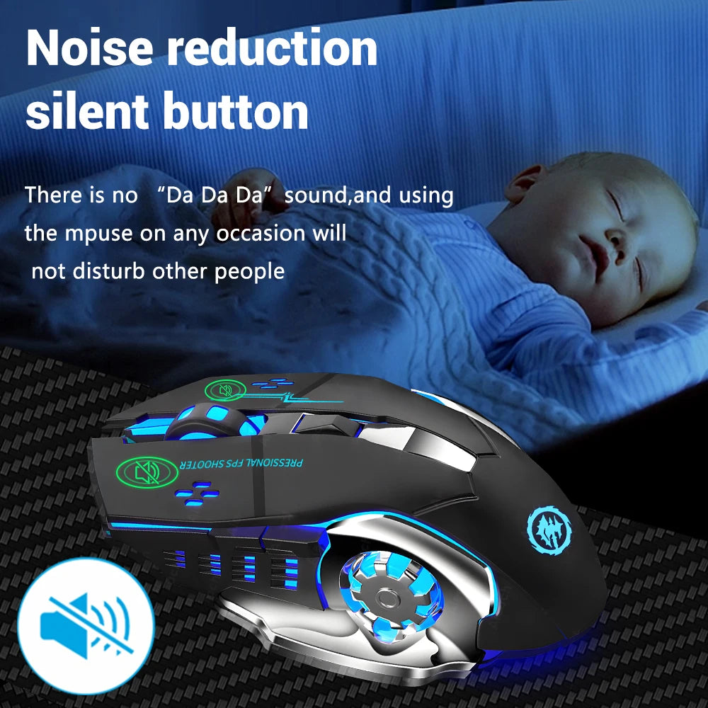 Rechargeable Wireless Mouse Gaming Computer Silent Bluetooth Mouse 2.4G USB Mechanical Backlight PC Gamer Mouse for Computer