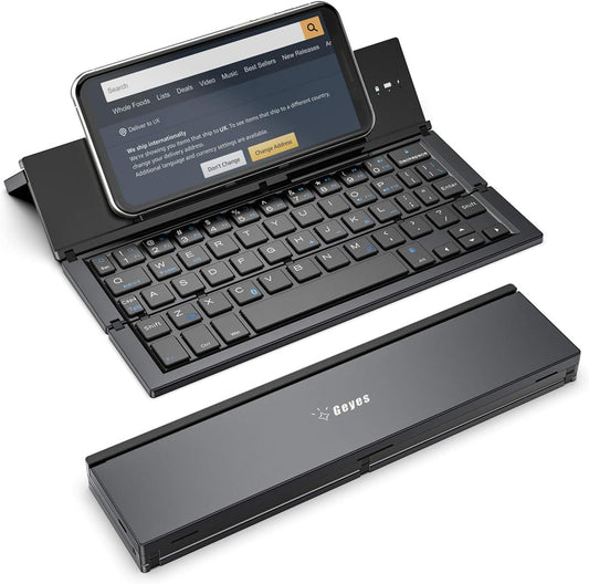Bluetooth Keyboard Foldable, Portable Folding Wireless Keyboard with Portable Pocket Size, Aluminum Alloy Housing for Iphone,Ipad, Tablet,Laptops and Smartphones (Black)